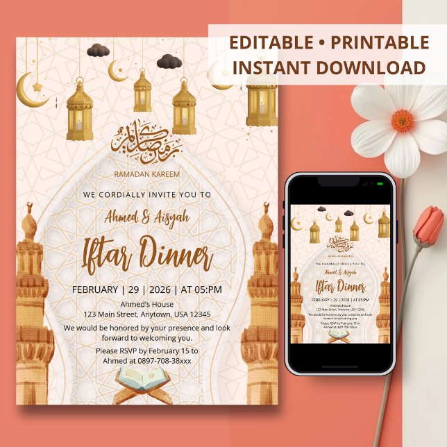 Convites Elegante Festa de Jantar de Iftar do Ramadão Islâm (Criador carregado)