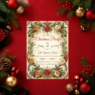 Convites Elegante Festa de Natal Art Nouveau Botânica