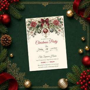 Convites Elegante Festa de Natal Botânica em Borgonha