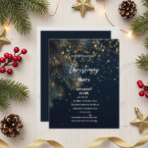 Elegante Festa de Natal em Azul Naval e Dourado