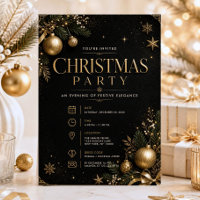 Elegante Festa de Natal Estrelas Brilhantes Preto