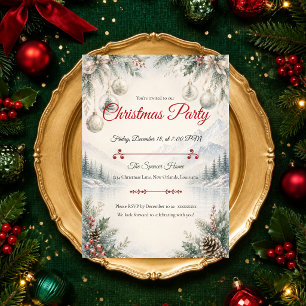 Convites Elegante Festa de Natal na Montanha de Inverno