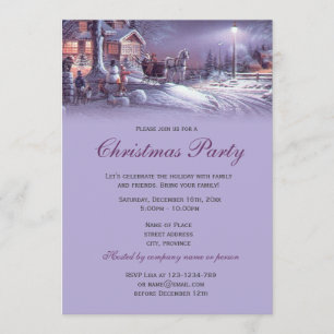 Convites Elegante festa de Natal vintage roxo