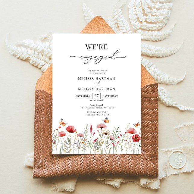 Convites Elegante Festa de noivado de flor selvagem (Criador carregado)