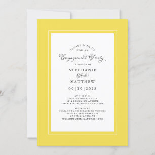 Convites Elegante festa de noivado e casamento em amarelo e