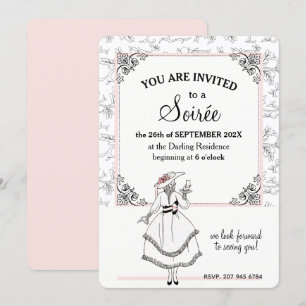 Convites Elegante Festa Floral Vintage Francesa Soirée Rosa