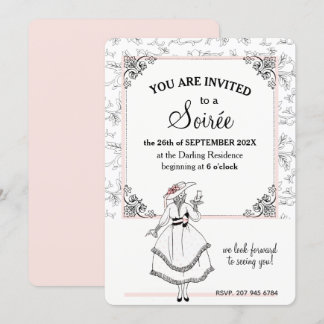 Convites Elegante Festa Floral Vintage Francesa Soirée Rosa