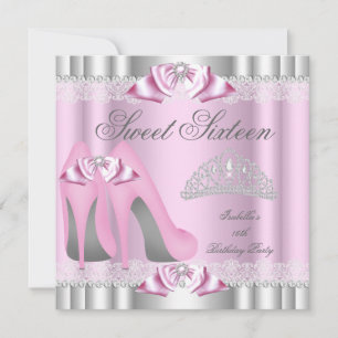 Convites Elegante festa Sweet 16 de renda rosa