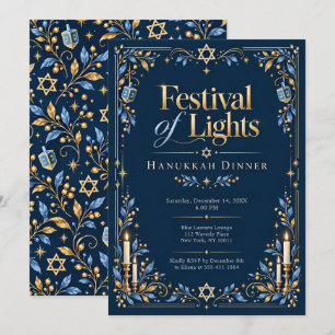 Convites Elegante Festival de Luzes de Hanukkah