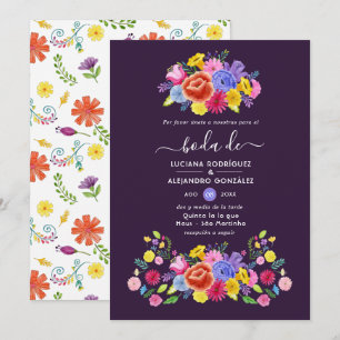 Convites Elegante Fiesta Floral de Aquarela Casamento Espan