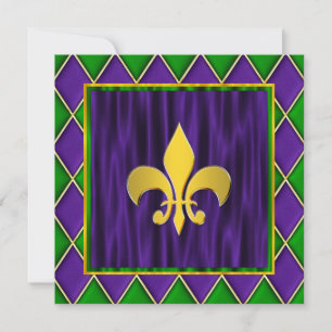 Convites Elegante Fleur De Lis Casamento de Mardi Gras