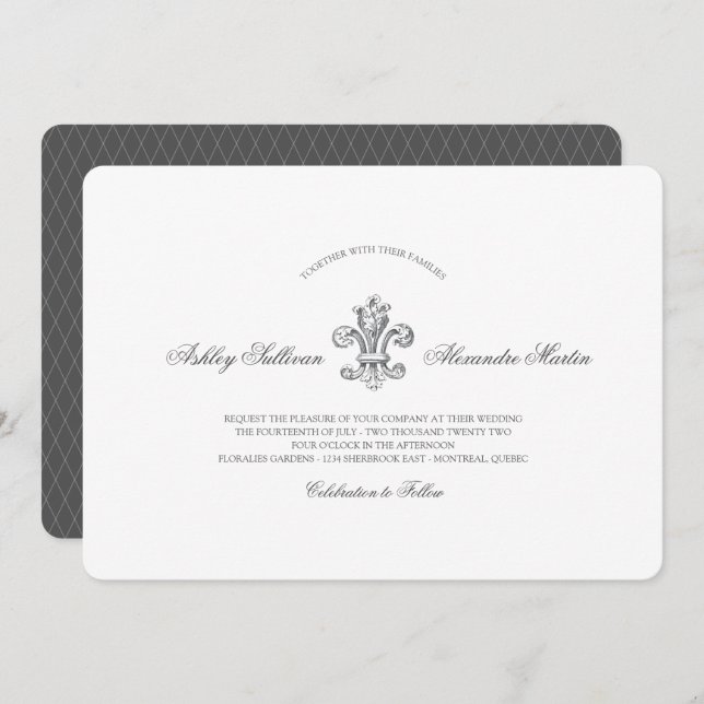 Convites Elegante Fleur de Lis Wedding Combo 2 (Frente/Verso)