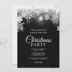 Convites Elegante Floco de Neve Preto e Branco Natal Corpor