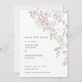 Convites Elegante Flor de Casamento Rosa Bege Save the Date
