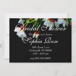 Convites Elegante Flor de Cerejeira Branco Preto
