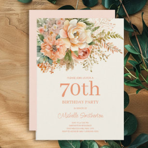 Convites Elegante Flor de Creme de Pêssego Aniversário de 7