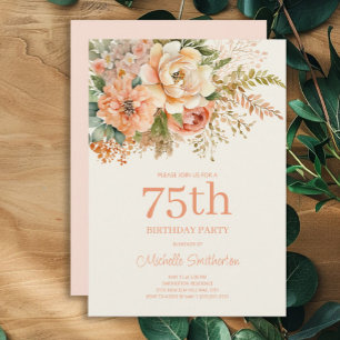 Convites Elegante Flor de Creme de Pêssego Aniversário de 7