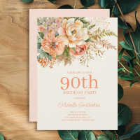 Elegante Flor de Creme Pêssego Aniversário de 90 a