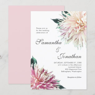 Convites Elegante Flor de Noiva Rosa Bege Dahlia Casamento