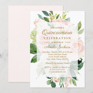 Convites Elegante Flor de Pêssego Macio Quinceanera Anivers