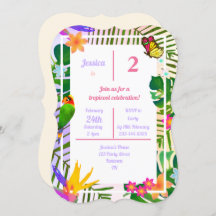 Elegante Flor Tropical Verde Palmeira 2º Aniversár