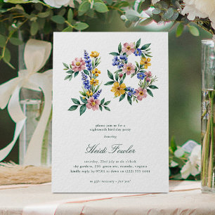 Convites Elegante Floral 18' Botânico Aniversário de 18 Ano