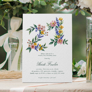 Convites Elegante Floral 21' Botânico Aniversário de 21 Ano