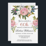 Convites Elegante Floral 60ª Festa de aniversário pintada à<br><div class="desc">Comece esta celebração especial de 60 anos num estilo elegante com este belamente convite pintado à mão com flores coloridas, mas gentis — que conduz com rosa pincelado e verde, mas acrescentando outros toques de cor interessantes. Todo o texto pode ser personalizado para o seu partido, incluindo a idade do...</div>