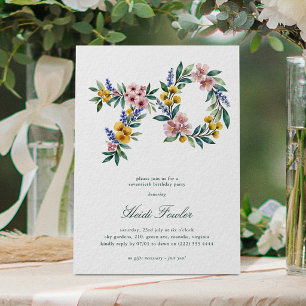 Convites Elegante Floral 70' Botânico Aniversário de 70 Ano