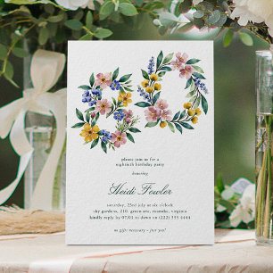 Convites Elegante Floral 80 Botânico 80º Aniversário