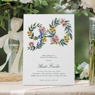 Convites Elegante Floral 90' Botânico Aniversário de 90 ano