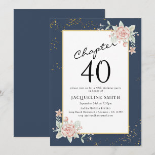 Convites Elegante Floral aniversário de 40 anos