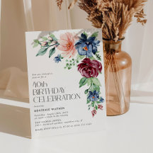 Elegante Floral Aquarela de 40º Aniversário