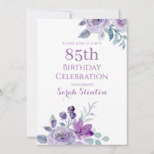 Elegante Floral Aquarela para 85º Aniversário