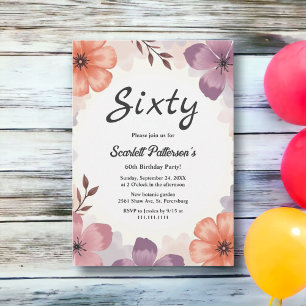 Convites Elegante Floral Aquarela Romântico Aniversário de 