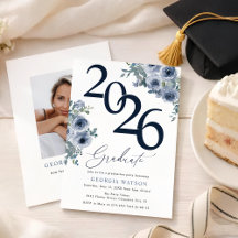 Elegante Floral Azul Formatura 2026 Foto
