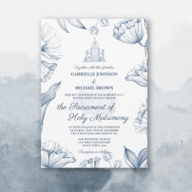Elegante Floral Azul Missa Nupcial de Casamento na