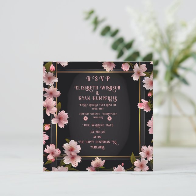 Convites Elegante Floral Blossom Invitation Design S (Em pé/Frente)