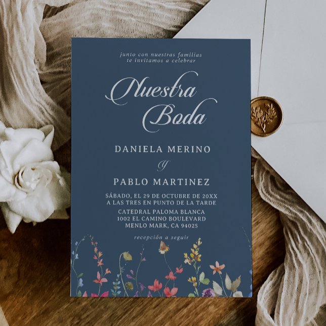 Convites Elegante Floral Botânica Nuestra Boda Casamento (Criador carregado)