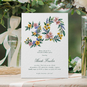 Convites Elegante Floral Botânico 30 Anos de Idade