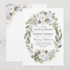 Convites Elegante Floral Branco | Casamento em água verde