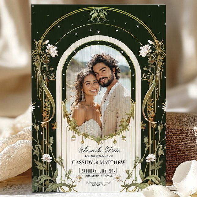 Convites Elegante Floral Branco para Salvar a Data de Casam (Criador carregado)