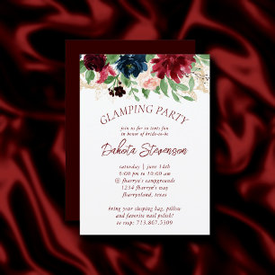 Convites Elegante Floral   Burgundy Marsala Glamping