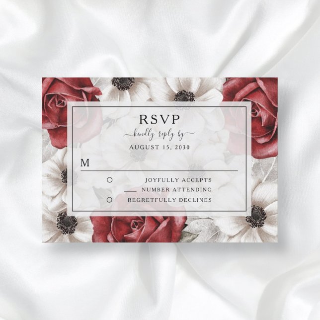 Convites Elegante Floral Burgundy Wedding RSVP (Criador carregado)
