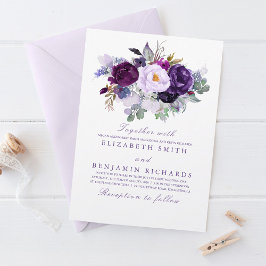 Convites Elegante Floral | Casamento de Aquarelas Roxas