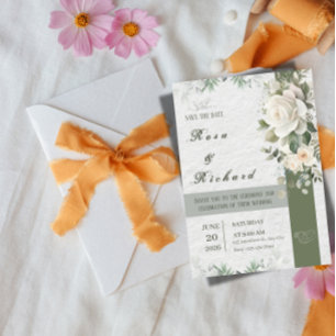 Convites Elegante Floral Casamento Save the Date