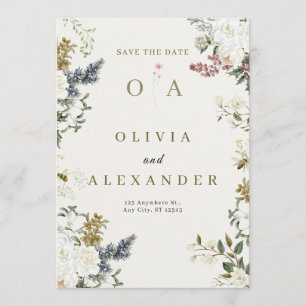Convites Elegante Floral Casamento Save the Date Aquarela