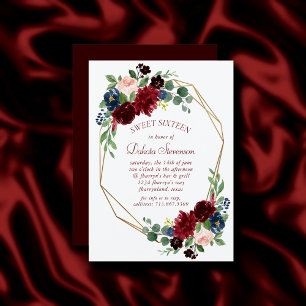 Convites Elegante Floral   Chá de fraldas Geométrico