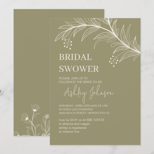 Convites Elegante Floral "Chá de panela" (Frente/Verso)