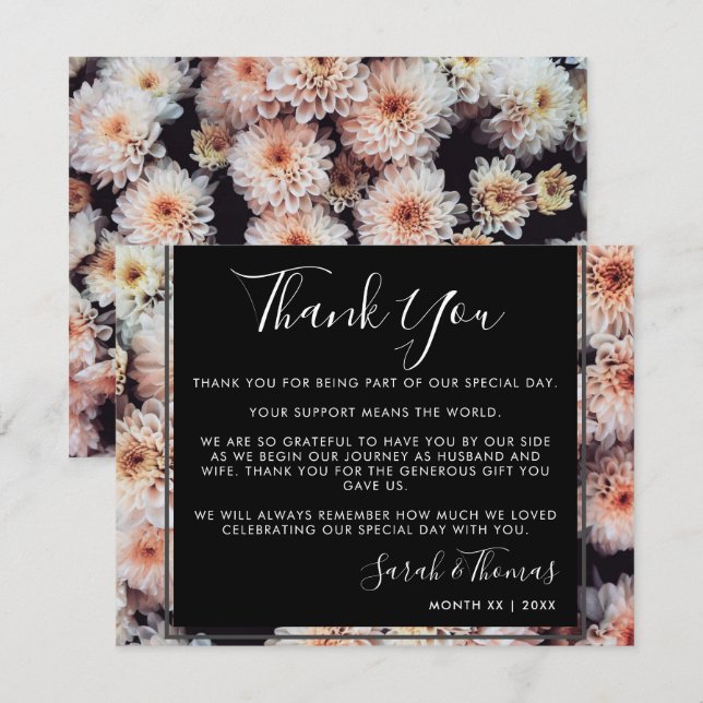 CONVITES ELEGANTE FLORAL DA DAHLIA BRANCA, OBRIGADO (Frente/Verso)